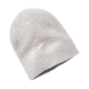 Amicale Cashmere 2 Color Reversible Rib Cashmere Hat, Grey
